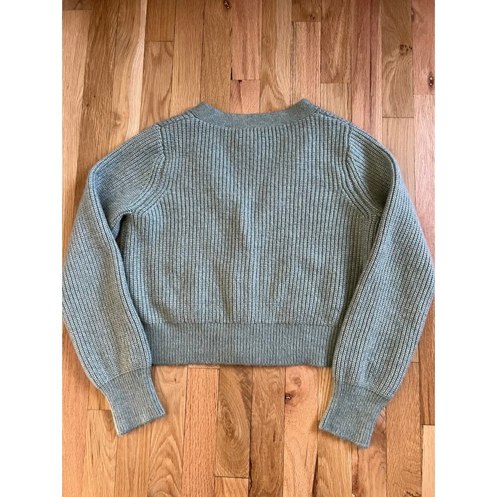 Sincerely Jules Sage Green V-neck Retro Granny Boxy Knit Cardigan Sweater (sz L) - Picture 4 of 9